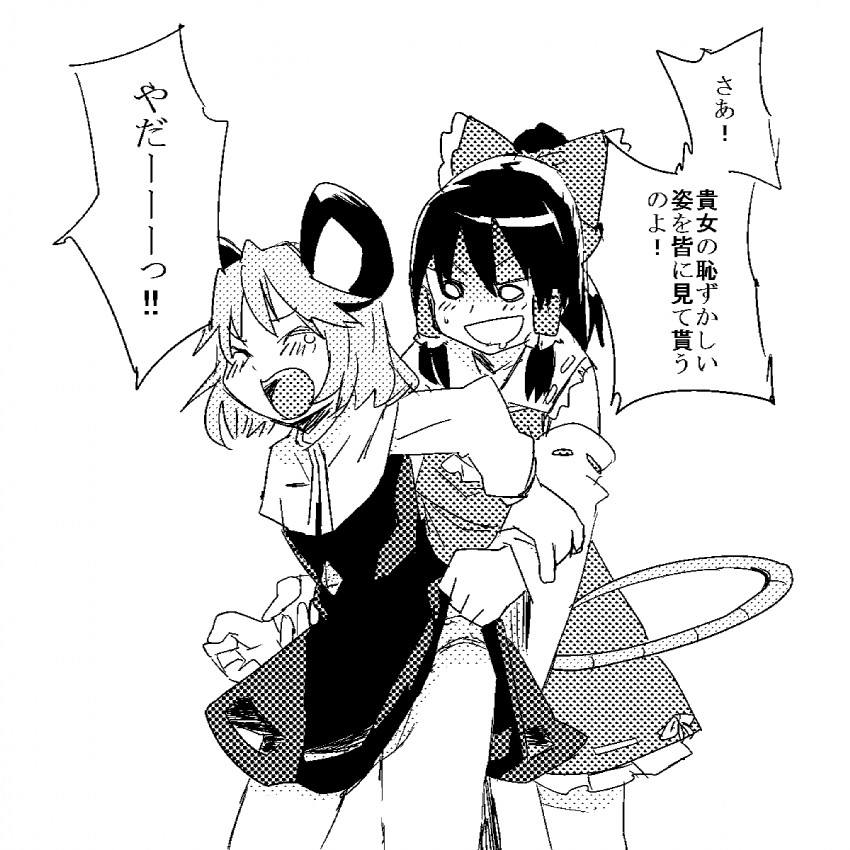 hakurei reimu and nazrin (touhou) drawn by sape_(saperon_black)