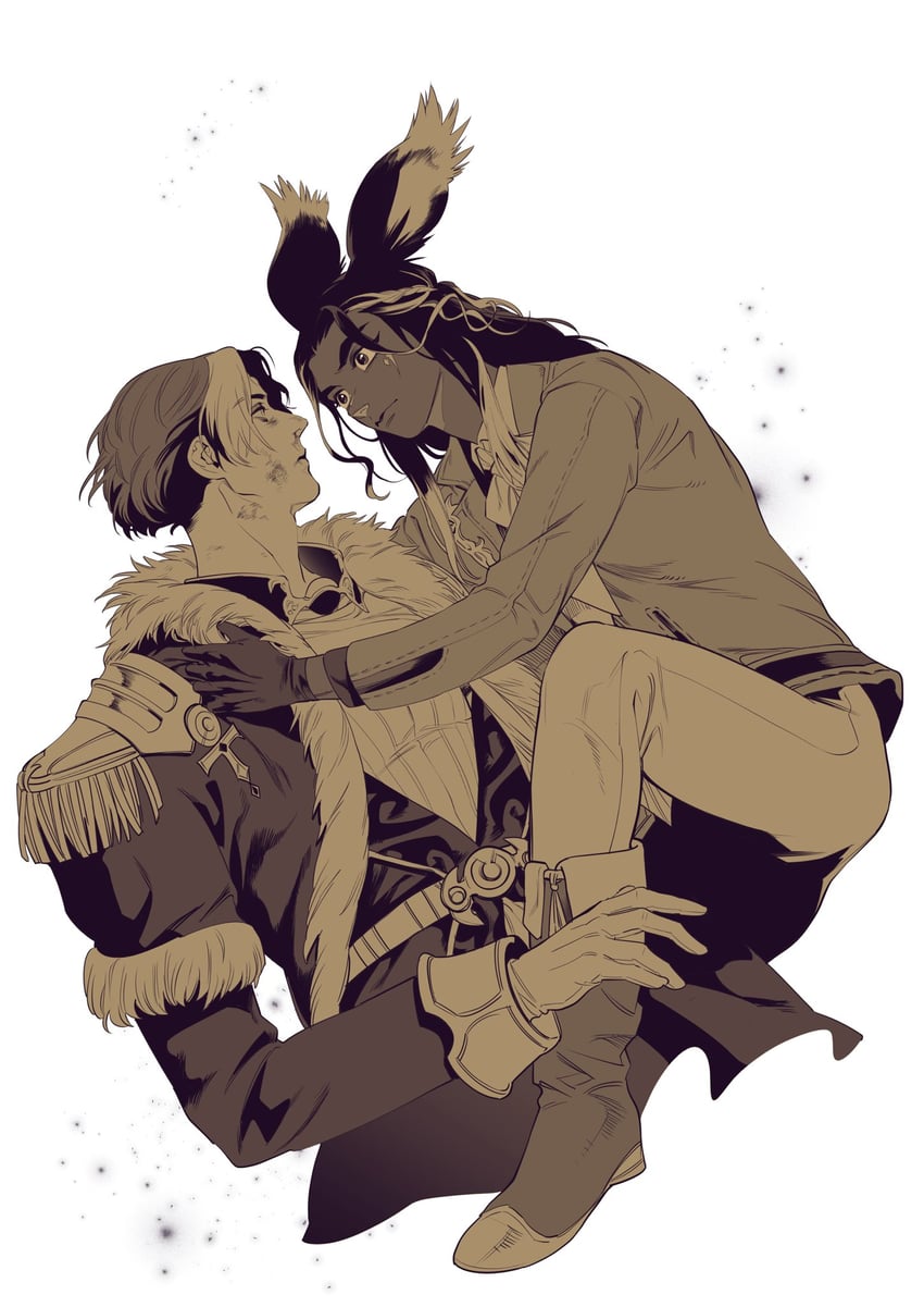 warrior of light and emet-selch (final fantasy and 1 more) drawn by 5altybitter5