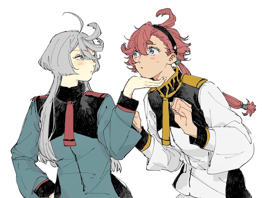 suletta mercury and miorine rembran (gundam and 1 more) drawn by oosawa_yayoi