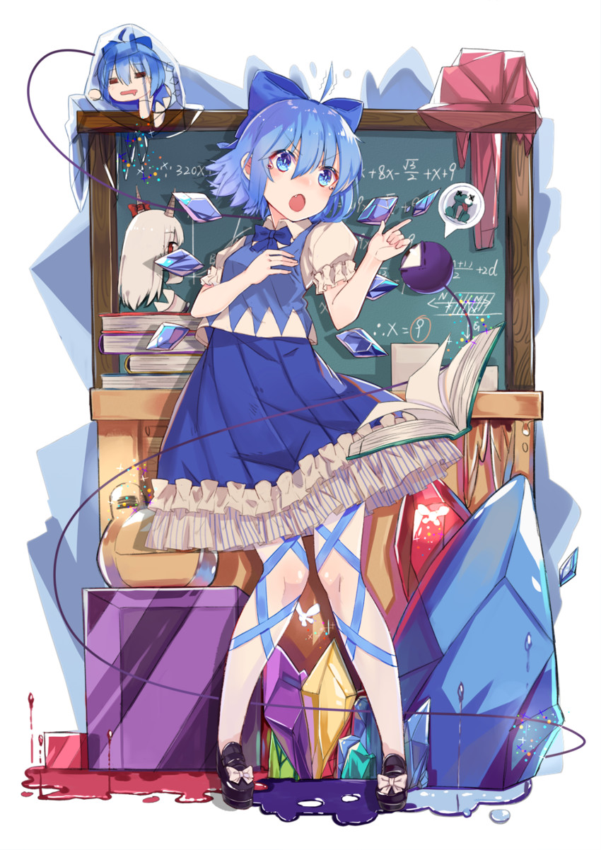 komeiji koishi, cirno, kamishirasawa keine, and ex-keine (touhou) drawn by ryuuno6
