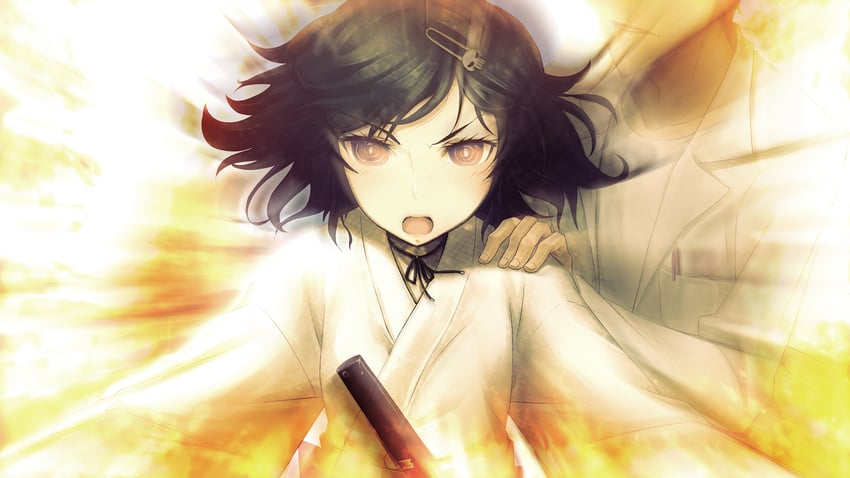 okabe rintarou and urushibara ruka (steins;gate and 1 more) drawn by huke