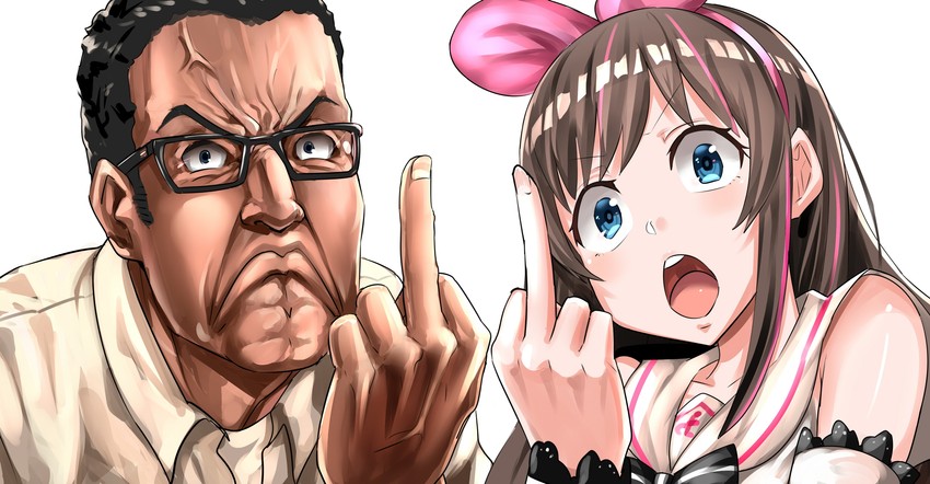 kizuna ai and james rolfe (kizuna ai inc. and 1 more) drawn by dramus