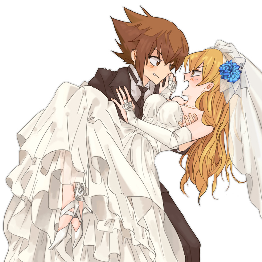yuki judai and tenjouin asuka (yu-gi-oh! and 1 more) drawn by calma0