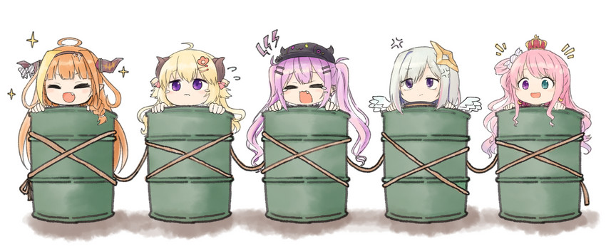 tokoyami towa, amane kanata, kiryu coco, tsunomaki watame, and himemori luna (hololive) drawn by tonton_(tonz159)