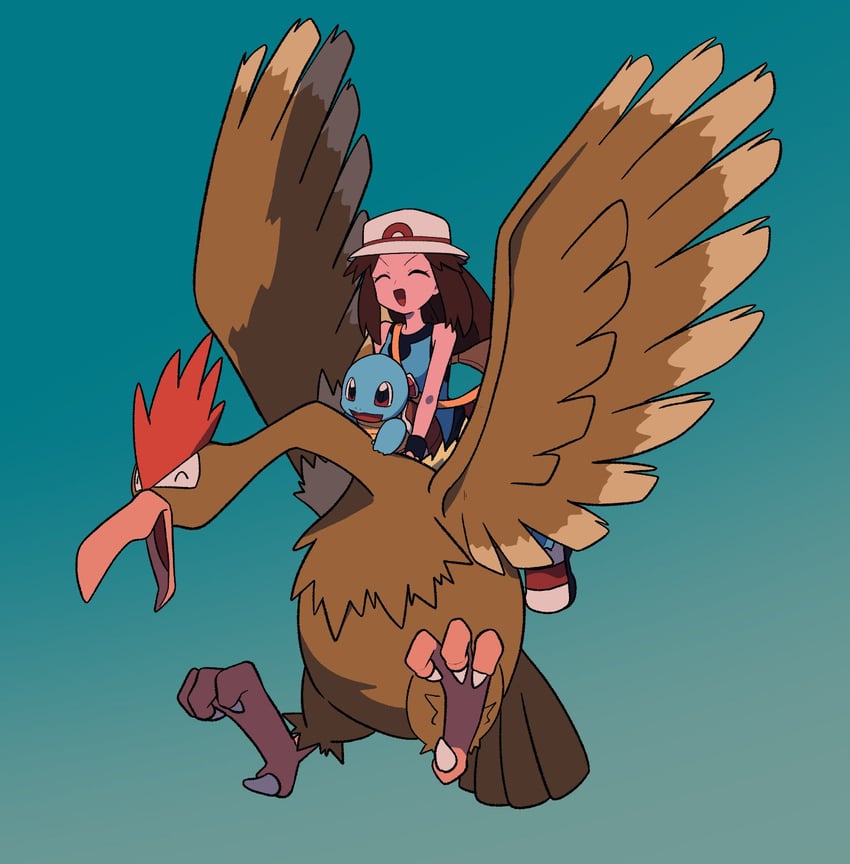 leaf, squirtle, and fearow (pokemon and 1 more) drawn by tyako_089