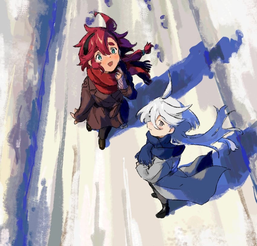 suletta mercury and miorine rembran (gundam and 1 more) drawn by tanutotomato