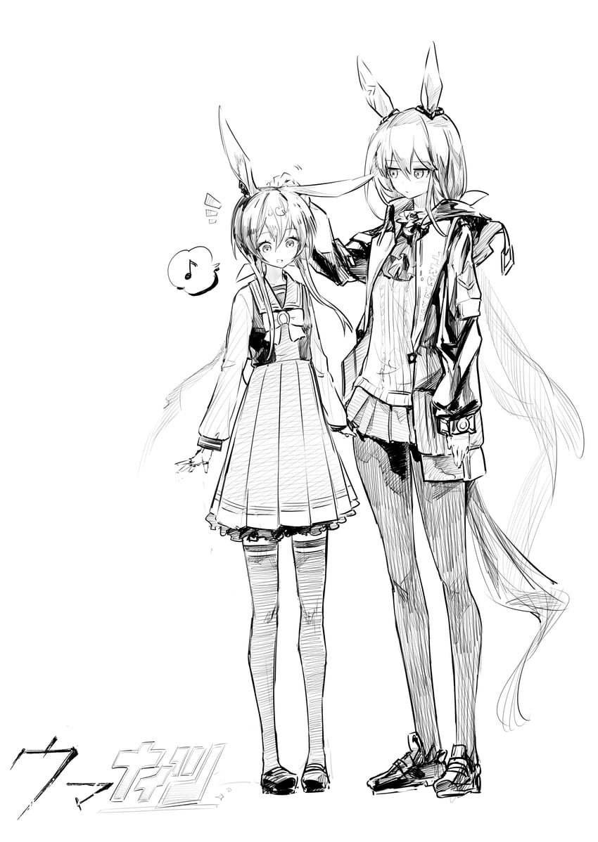 amiya and admire vega (arknights and 1 more) drawn by hasukurira