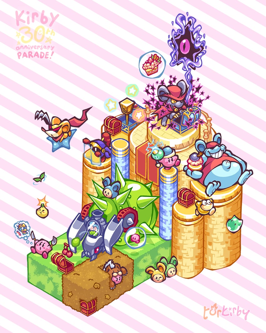kirby, waddle dee, king dedede, daroach, dark nebula, and 11 more (kirby and 1 more) drawn by torkirby