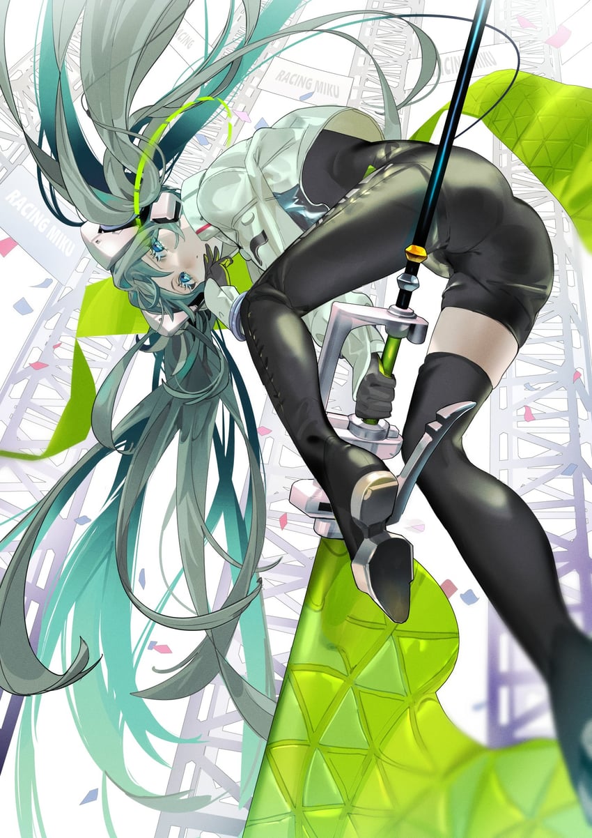 hatsune miku and racing miku (vocaloid and 1 more) drawn by nik_ibi