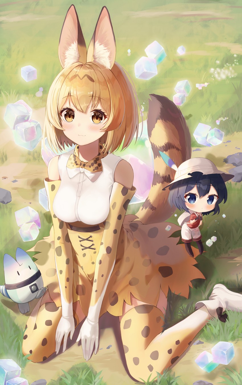 serval, kaban, and lucky beast (kemono friends) drawn by bitseon