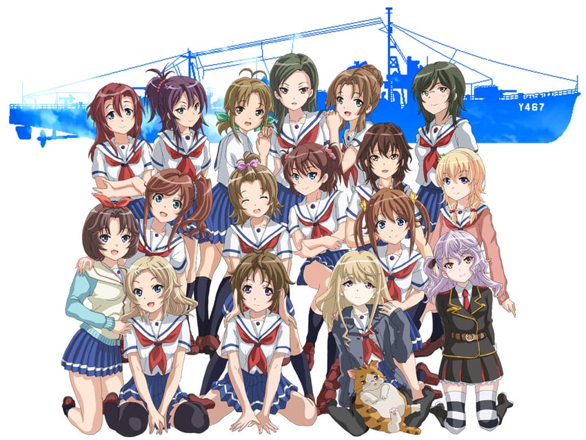 misaki akeno, isoroku, wakasa reo, ogasawara hikari, ise sakura, and 14 more (high school fleet) drawn by hal-py