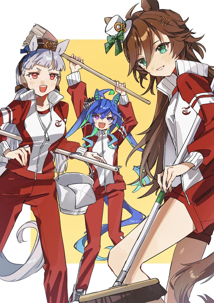 gold ship, twin turbo, and mr. c.b. (umamusume) drawn by nepipi