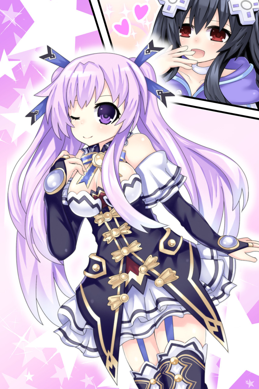 neptune, noire, nepgear, and uni (neptune) drawn by bakenkun