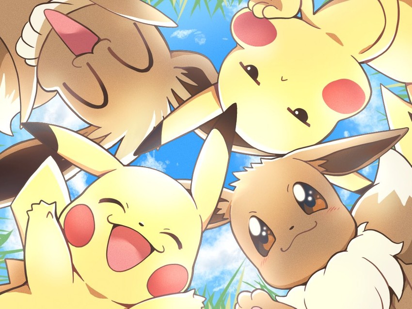 pikachu and eevee (pokemon and 1 more) drawn by nagi_(exsit00)