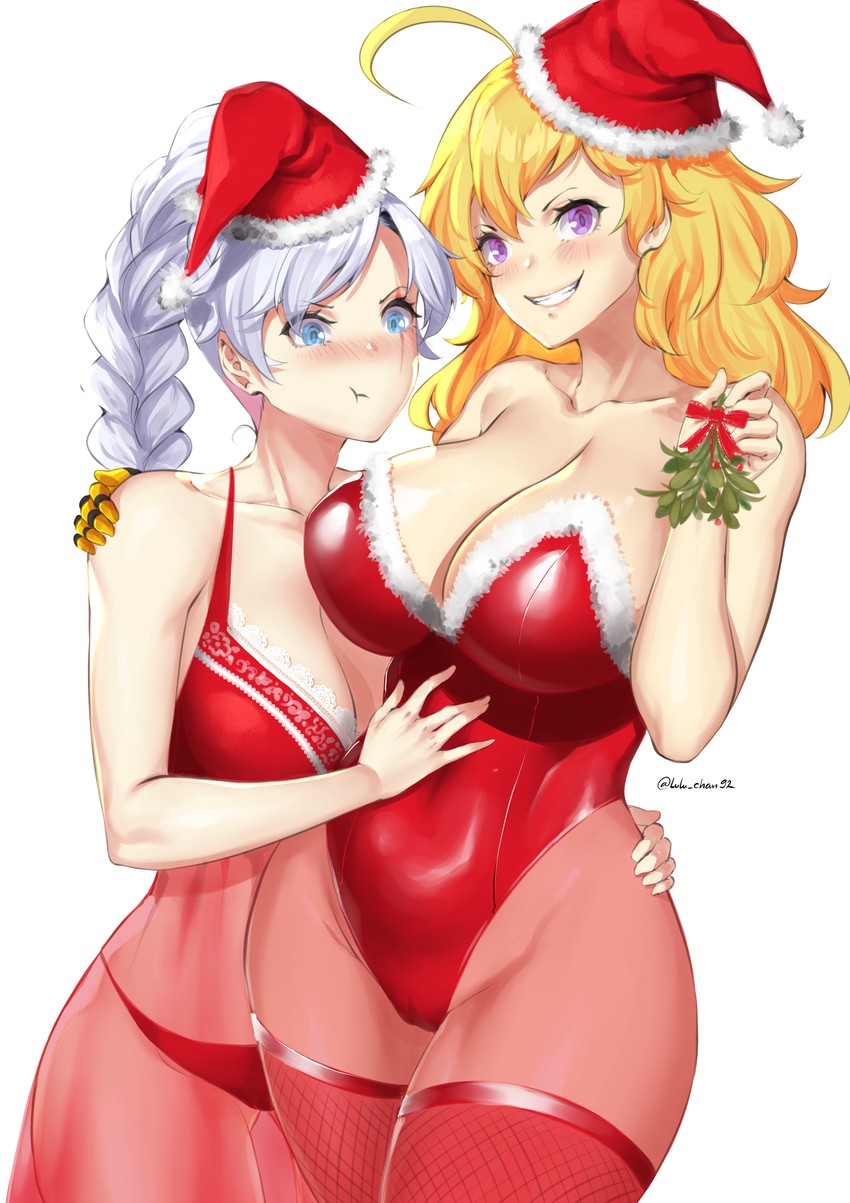 weiss schnee and yang xiao long (rwby) drawn by lulu-chan92