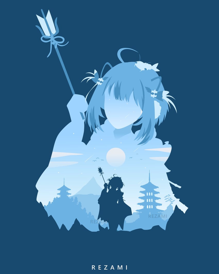 gawr gura and ebi-chan (hololive and 1 more) drawn by rezami