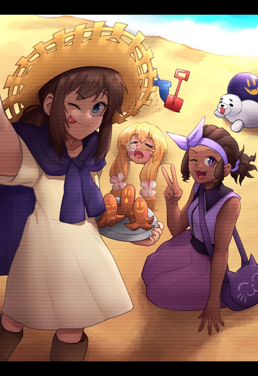hat kid, bow kid, and mustache girl (a hat in time) drawn by hannesfkr