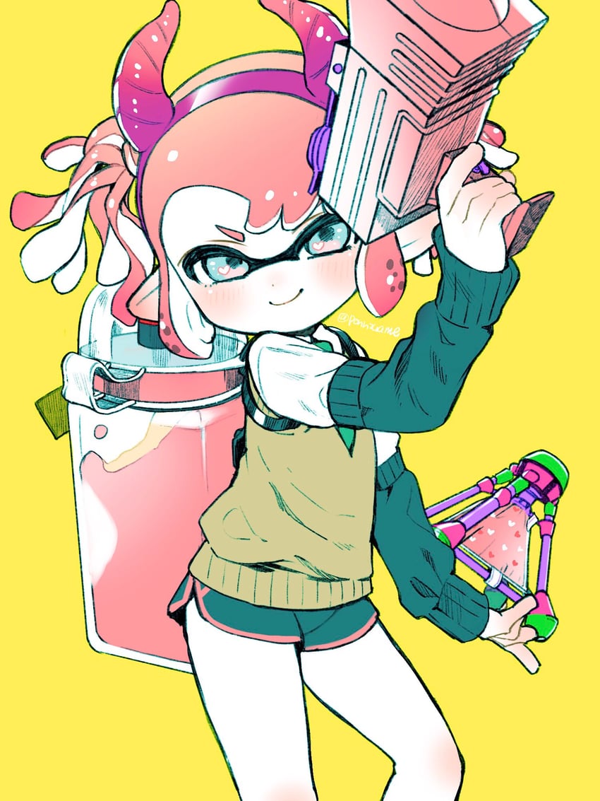 inkling player character and inkling girl (splatoon and 1 more) drawn by amezawa_koma