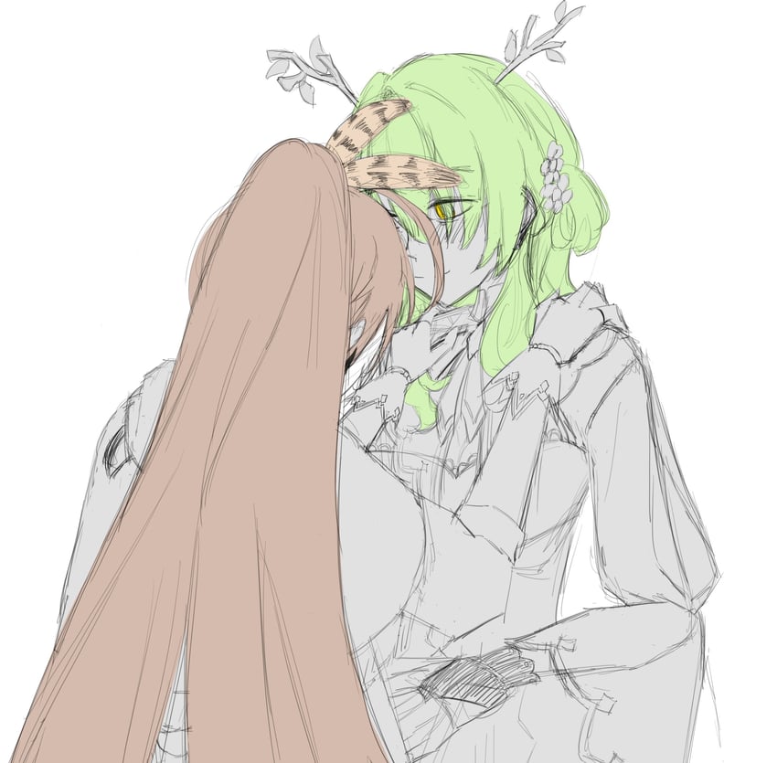 nanashi mumei and ceres fauna (hololive and 1 more) drawn by toast_00z