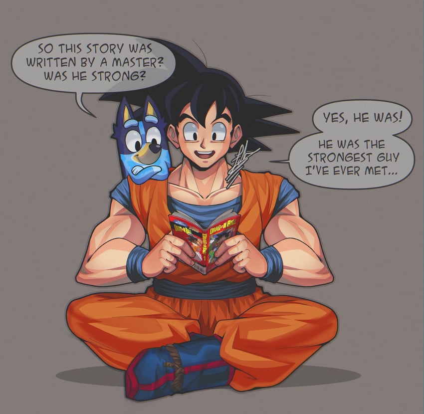 son goku and bluey heeler (dragon ball and 2 more) drawn by fabarts