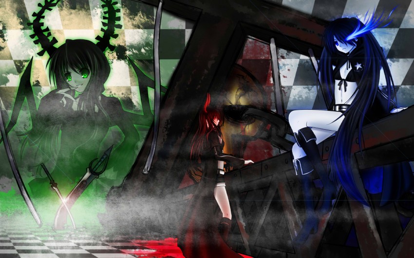 black rock shooter, dead master, and black gold saw (black rock shooter) drawn by hane_(katahane)