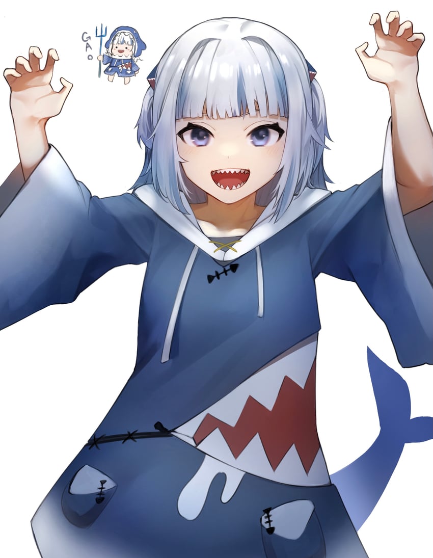 gawr gura (hololive and 1 more) drawn by mugicha_(pixiv_32045867)