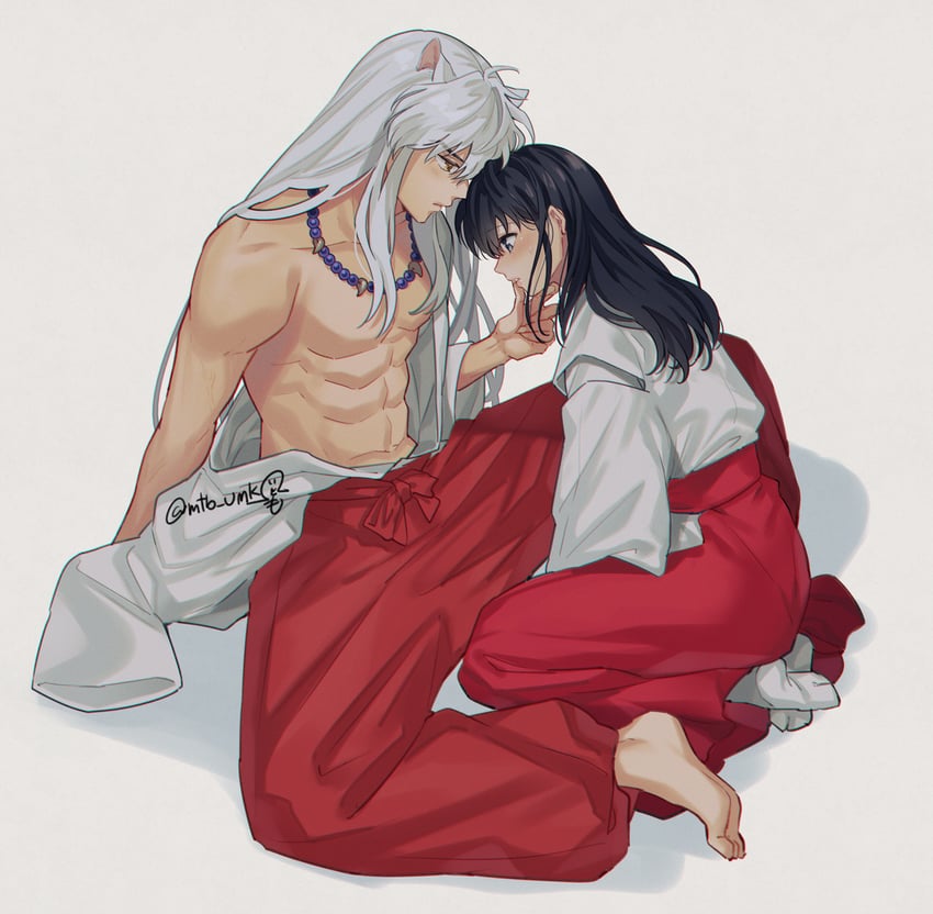 inuyasha and higurashi kagome (inuyasha) drawn by motobi_(mtb_umk)