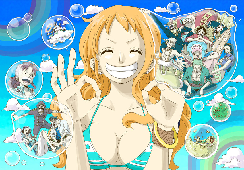 nami, monkey d. luffy, nico robin, roronoa zoro, sanji, and 8 more (one piece) drawn by kyakya