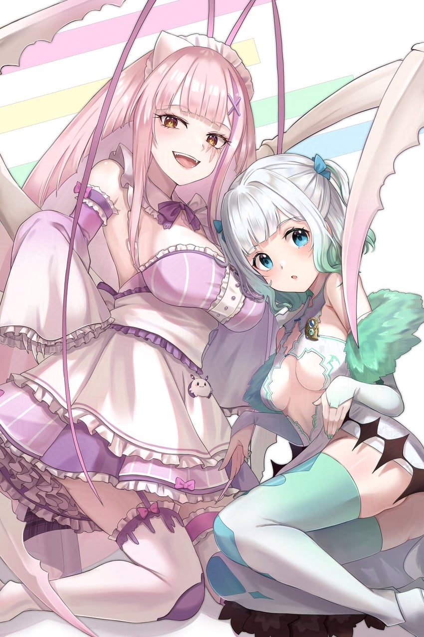 mint fantome, matara kan, and momo (indie virtual youtuber and 1 more) drawn by yumeha_tseru