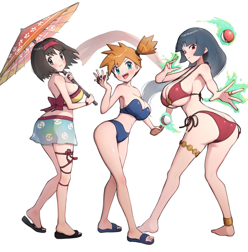 misty, sabrina, and erika (pokemon and 4 more) drawn by gonzarez
