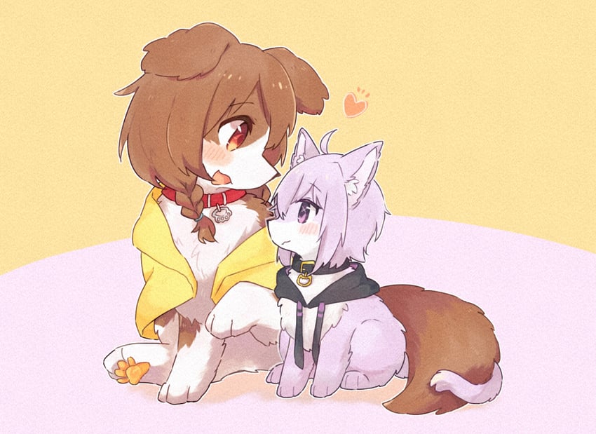 nekomata okayu and inugami korone (hololive) drawn by nako_(user_wnnm5534)