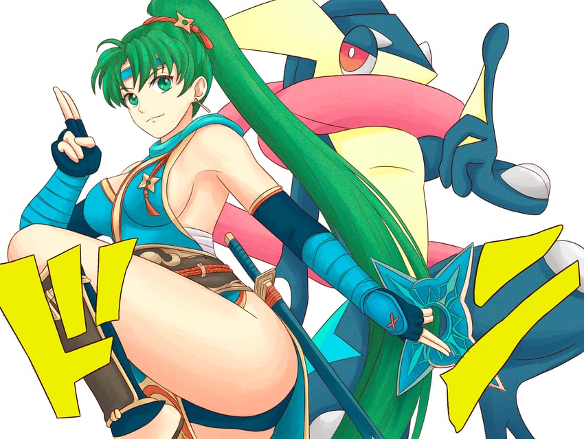 lyn and greninja (pokemon and 3 more) drawn by truejekart