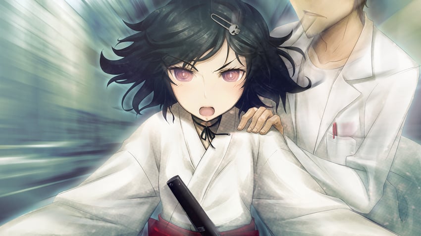 okabe rintarou and urushibara ruka (steins;gate and 1 more) drawn by huke