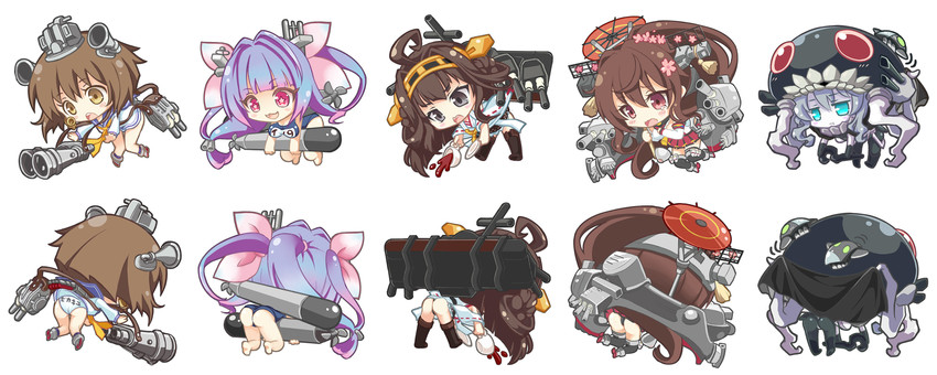 kongou, yukikaze, yamato, wo-class aircraft carrier, and i-19 (kantai collection) drawn by ajo_(rolan666)
