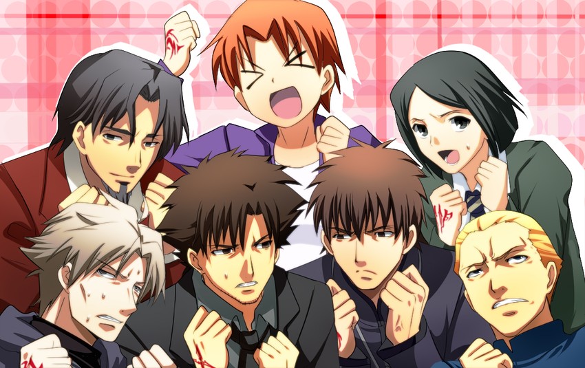 kotomine kirei, waver velvet, emiya kiritsugu, matou kariya, tohsaka tokiomi, and 2 more (fate and 2 more) drawn by nagare