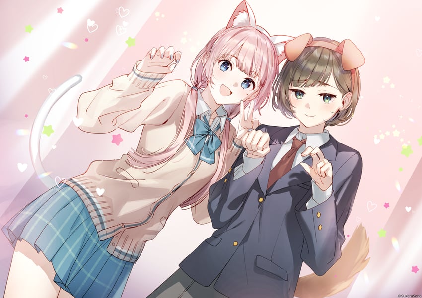 saotome shuka and protagonist (sukerasono and 1 more) drawn by weee_(raemz)