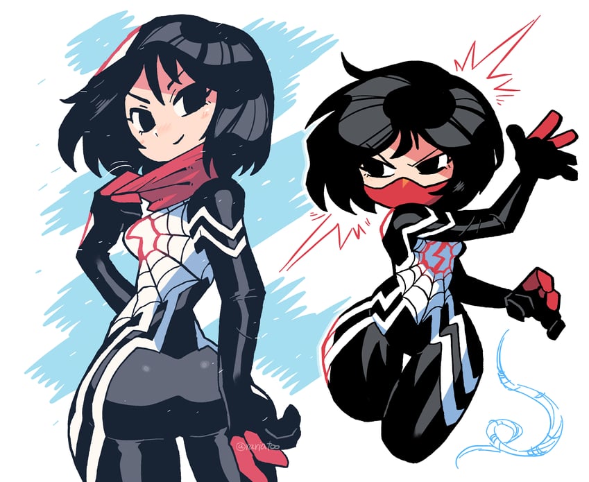 silk and cindy moon (marvel and 1 more) drawn by rariatto_(ganguri)