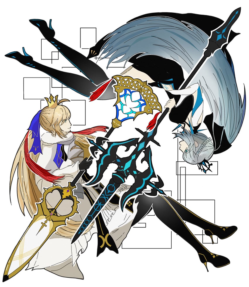artoria pendragon, morgan le fay, and artoria caster (fate and 1 more) drawn by yadokari37