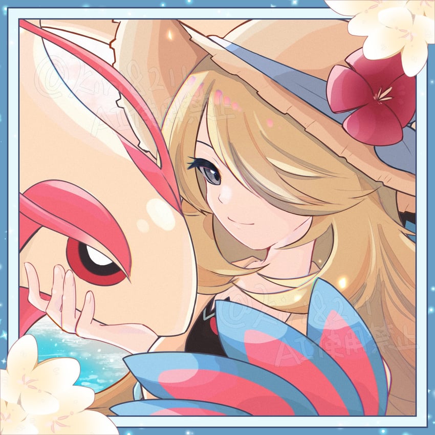 cynthia and milotic (pokemon and 1 more) drawn by kiri8211