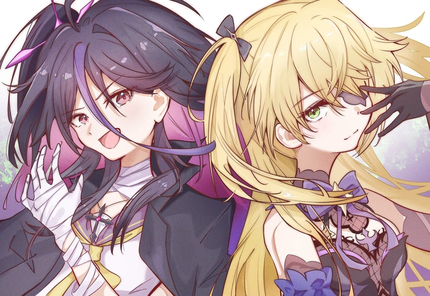 fischl and houraiji kyuushou (genshin impact and 3 more) drawn by millchi