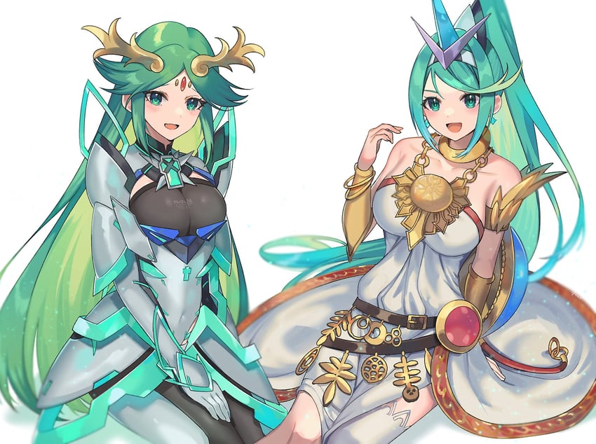 palutena and pneuma (xenoblade chronicles and 4 more) drawn by yasaikakiage