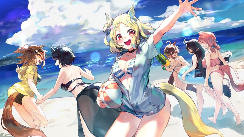 agnes tachyon, manhattan cafe, jungle pocket, dantsu flame, narita top road, and 1 more (umamusume) drawn by orr_(kkkkbbbbc)