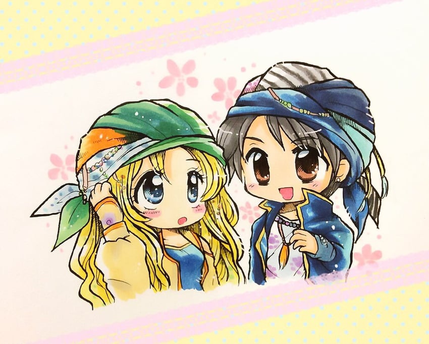 celes chere and locke cole (final fantasy and 2 more) drawn by yuunagi_ryuuka