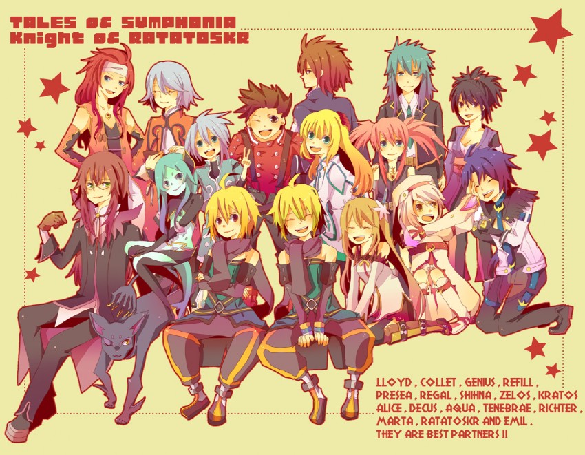 colette brunel, lloyd irving, fujibayashi sheena, presea combatir, zelos wilder, and 11 more (tales of and 2 more) drawn by conoha