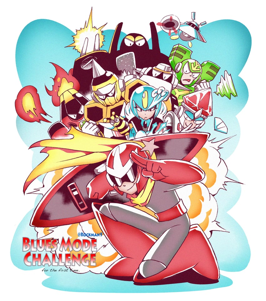 proto man, splash woman, tornado man, galaxy man, jewel man, and 4 more (mega man and 1 more) drawn by b_no_hito