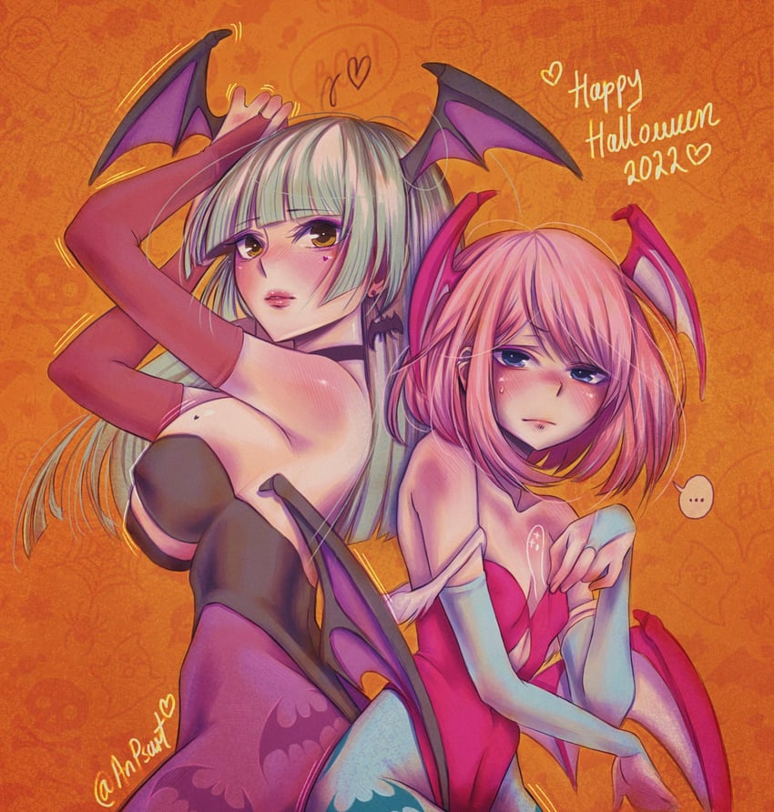 morrigan aensland, lilith, taniguchi harumi, and mizusawa matsuri (darkstalkers and 1 more) drawn by anpsart