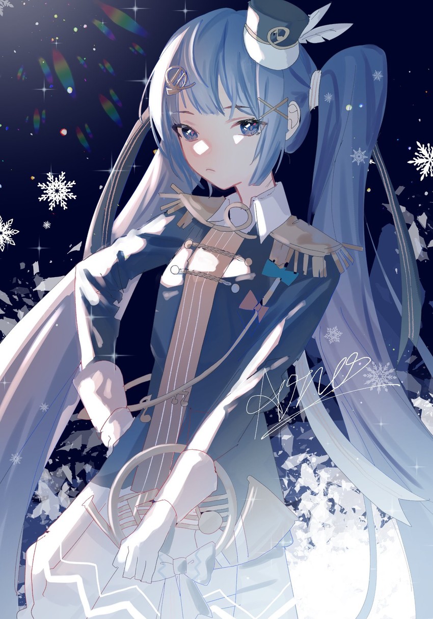 hatsune miku and yuki miku (vocaloid) drawn by aono_99
