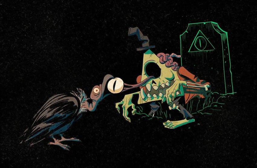 bill cipher (gravity falls and 1 more) drawn by joe_pitt