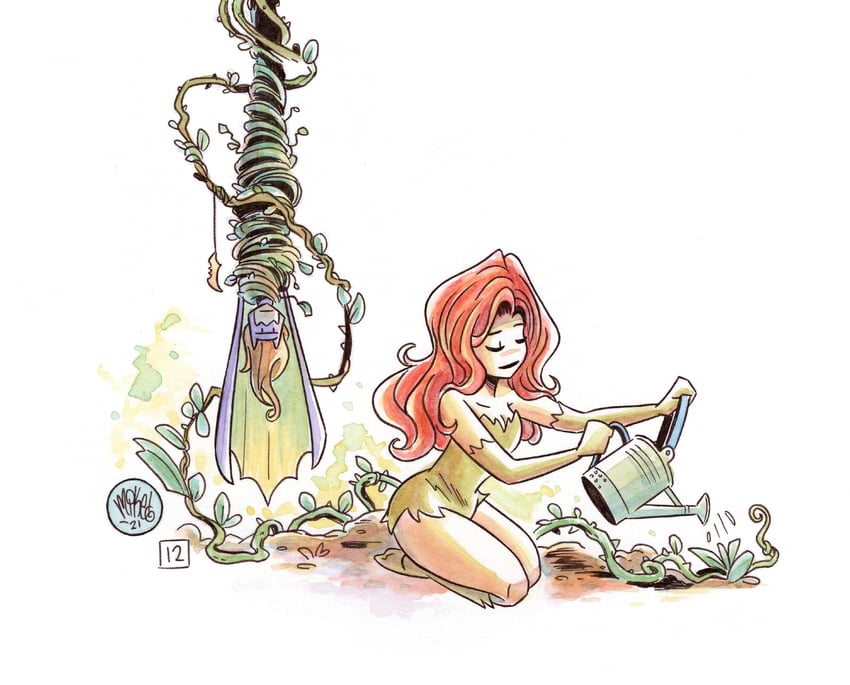 poison ivy, batgirl, and barbara gordon (dc comics) drawn by mikemaihack