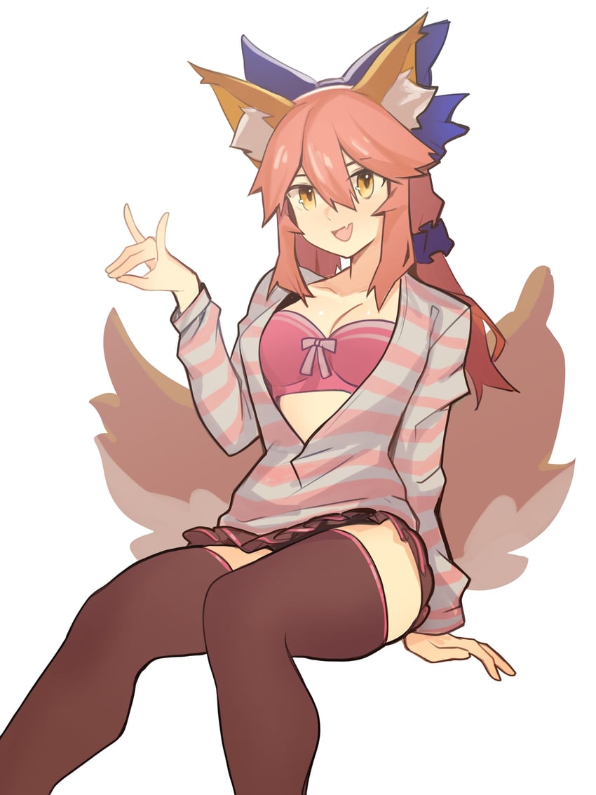 tamamo and tamamo no mae (fate and 1 more) drawn by distr